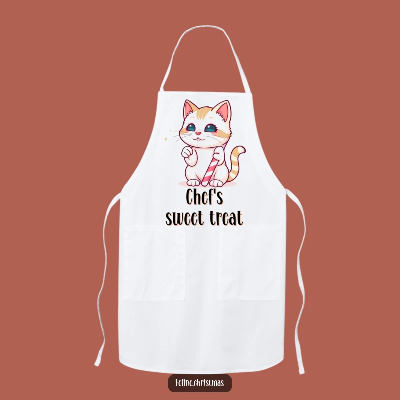 Funny Kawaii Cat Candy Cane Apron: Festive Kitchen Fun, Perfect Funny Gift!