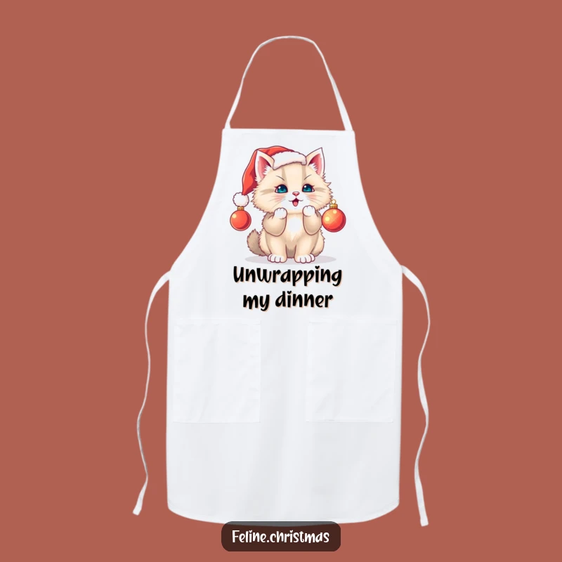 Funny Cat Santa Hat Apron: Festive Kitchen Fun, Playful Kitty, Perfect Gift for Bakers!