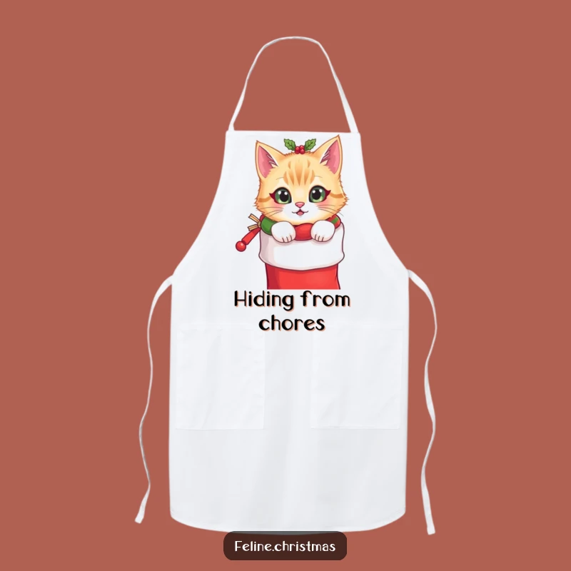Funny Cat Stocking Apron: Festive Peek, Kitchen Humor, Hilarious Holiday Gift