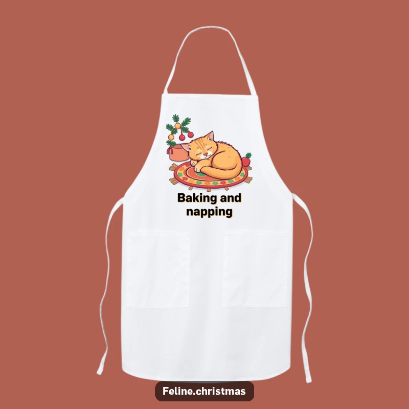 Funny Ginger Cat Sleeping Rug Apron - Nap Time Kitchen Companion