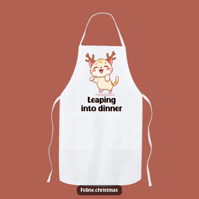 Funny Happy Cat Antlers Pounce Apron - Joyful Kitty Kitchen Gift!