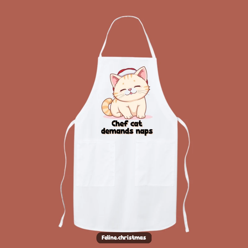 Funny Lazy Cat Santa Hat Apron: Cook with Comedic Feline Flair