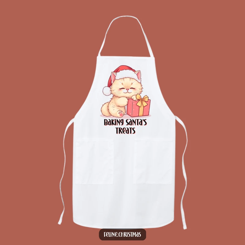 Funny Persian Cat Santa Apron: Cute Kitty Kneading Present, Holiday Chef's Gift