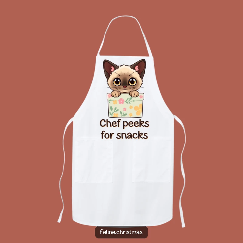 Funny Siamese Cat Gift Box Apron - Feline Holiday Kitchen Gift