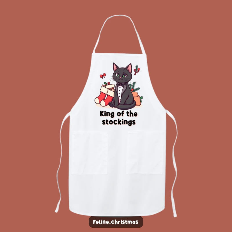 Funny Cat Apron: Chef Tuxedo Cat & Stocking Feast