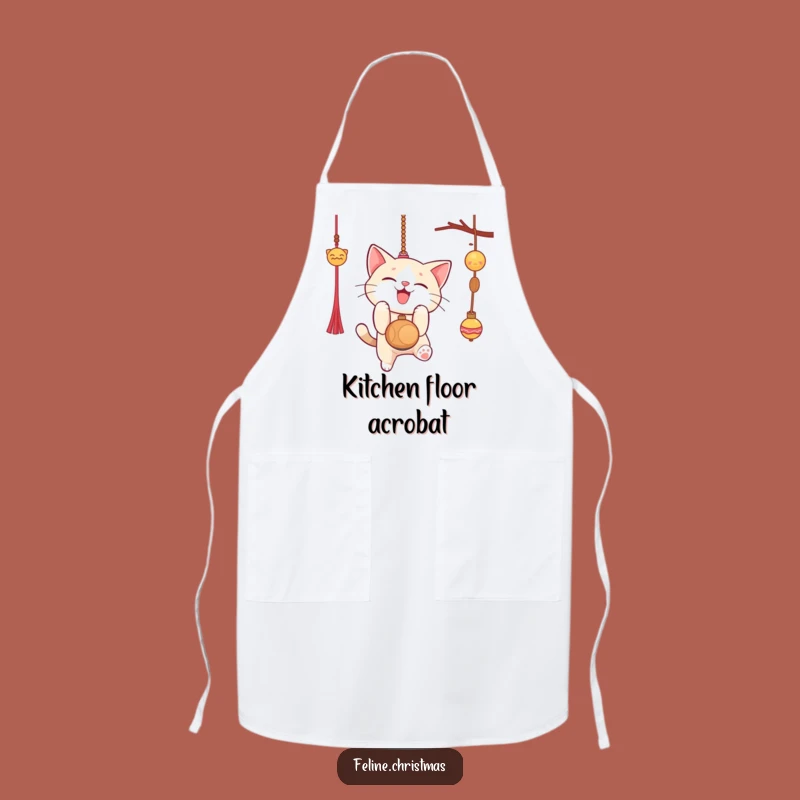 Funny Cat Ornament Apron: Playful Pounce, Kitchen Humor, Festive Holiday Gift