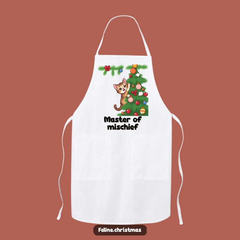 Funny Tabby Cat Apron - Playful Kitchen Climber Chef Wear Gift