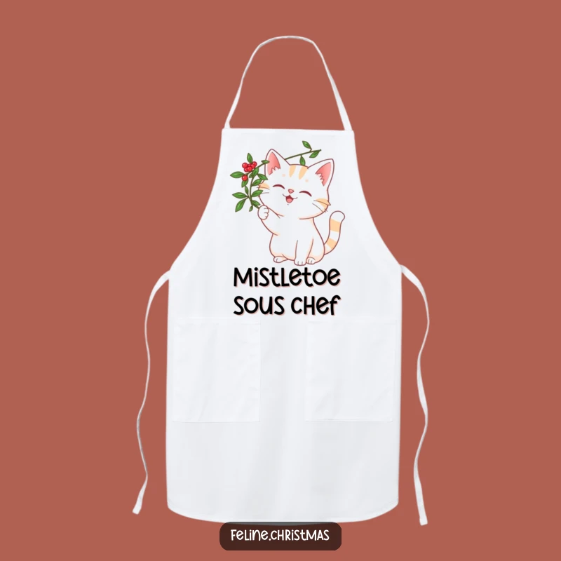Funny Mistletoe Cat Apron - Kitchen Holiday Cheer & Fun