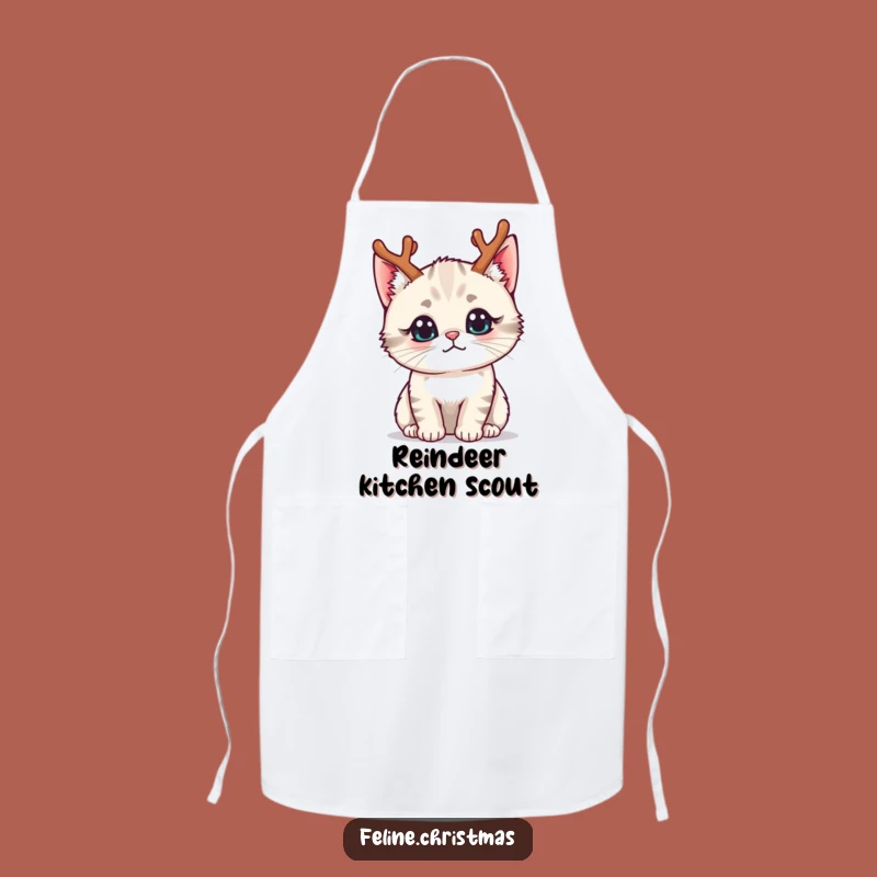 Funny Kawaii Reindeer Cat Apron - Cute Curious Kitchen Gift