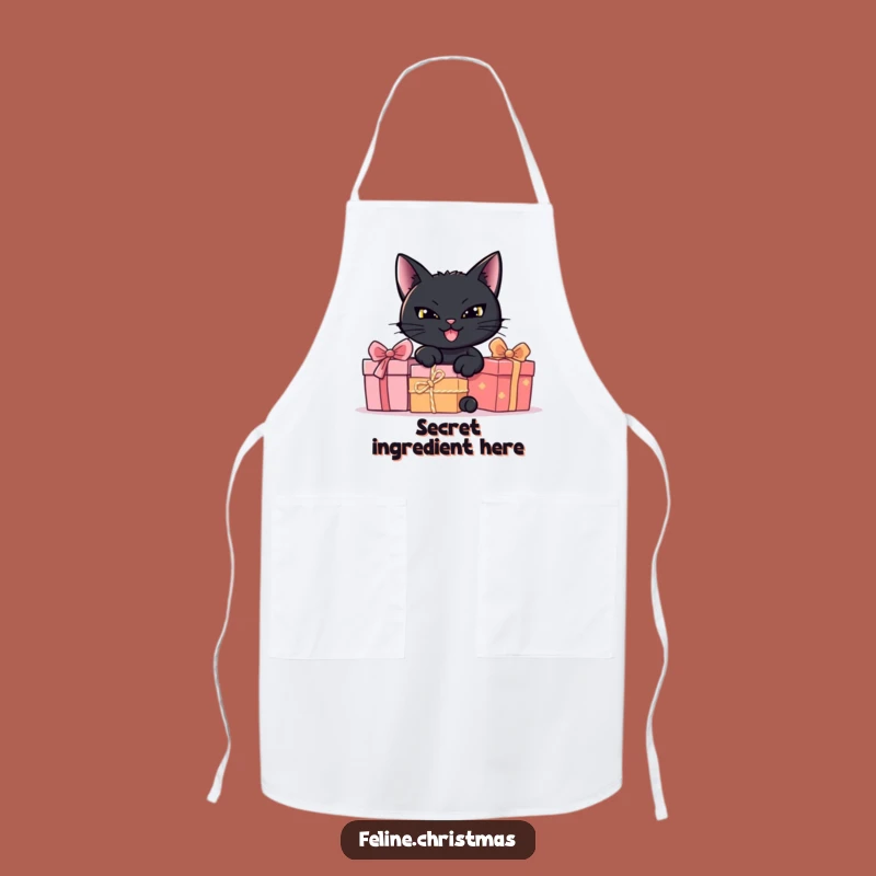 Funny Black Cat Hiding Presents Apron - Kitchen's Little Secret Helper
