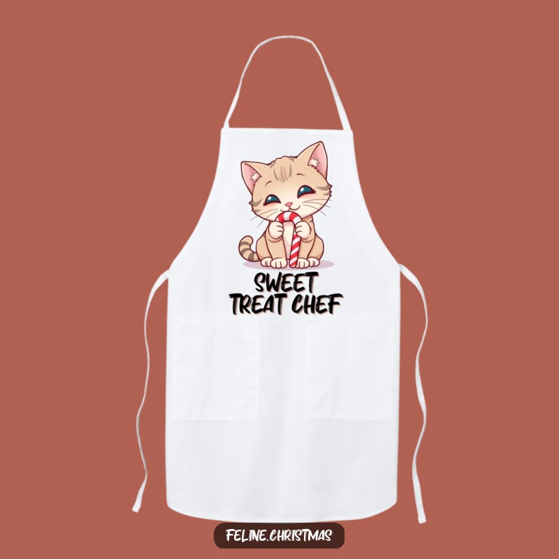 Funny Curious Cat Candy Cane Apron - Sweet & Hilarious Kitchen Accessory!