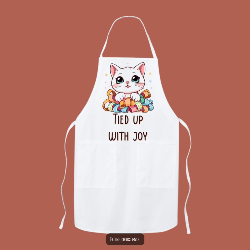 Funny Kawaii Cat Ribbon Peek Apron - Cute Curious Kitty Kitchen Gift!