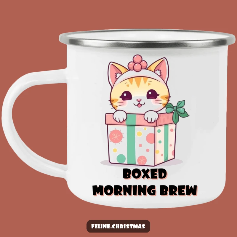 Funny Kawaii Cat Gift Box Camping Mug - Outdoor Surprise Gift