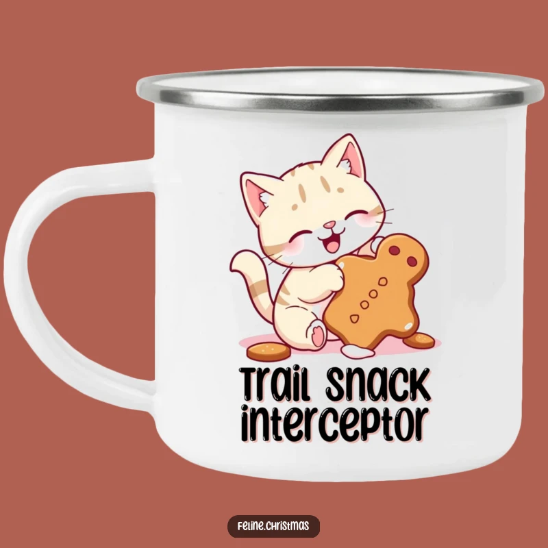 Funny Cat Gingerbread Cookie Batting Camping Mug - Playful Outdoor Treat Gift!