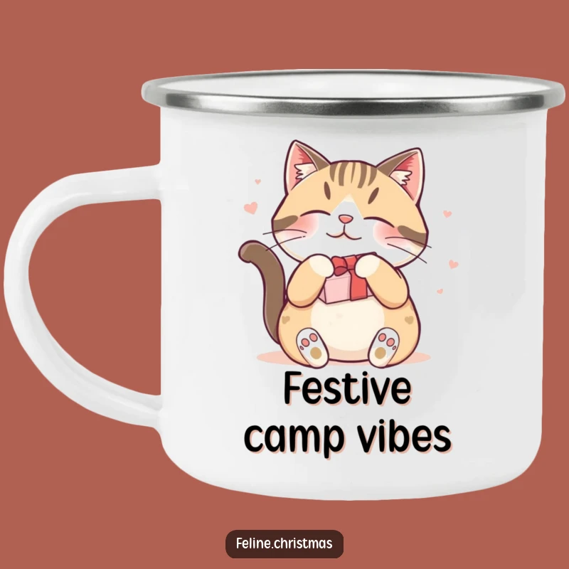 Funny Contented Cat Gift Camping Mug: Rugged and Hilarious Outdoor Drinkware
