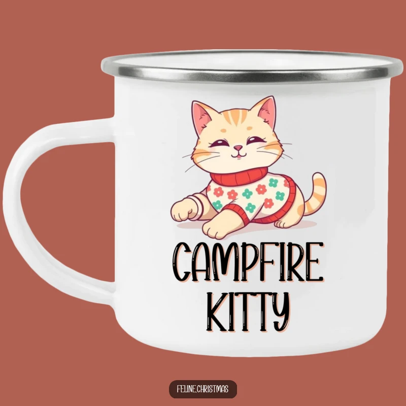 Funny Festive Cat Sweater Camping Mug - Cozy & Hilarious Outdoor Gift!