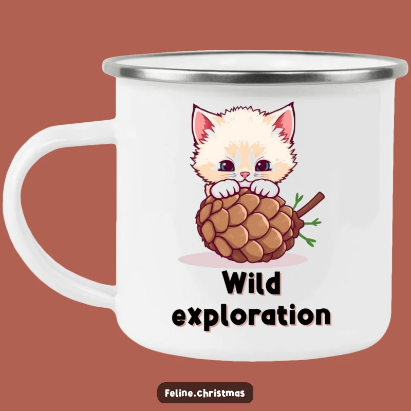 Funny Fluffy Kitten Pinecone Camping Mug - Adventure Fuel for Cat Lovers