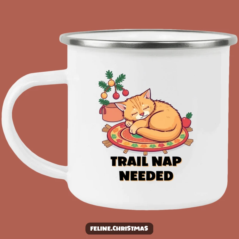 Funny Ginger Cat Sleeping Rug Camping Mug - Relaxing Campfire Companion