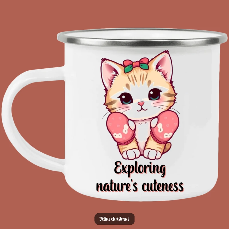Funny Kawaii Kitten Camping Mug: Curious Mittens, Adventure Ready Cuteness, Funny Gift