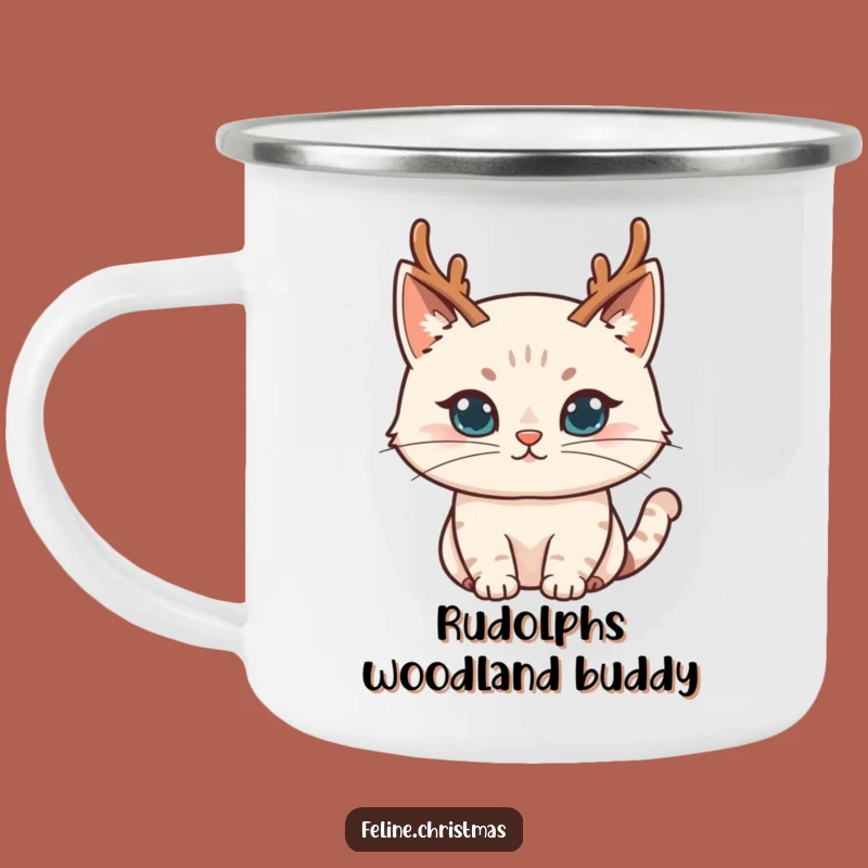 Funny Mischievous Cat Reindeer Camping Mug - Outdoor Holiday Mischief