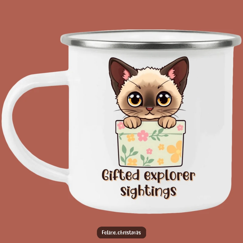 Funny Siamese Cat Gift Box Camping Mug - Outdoor Feline Holiday Gift