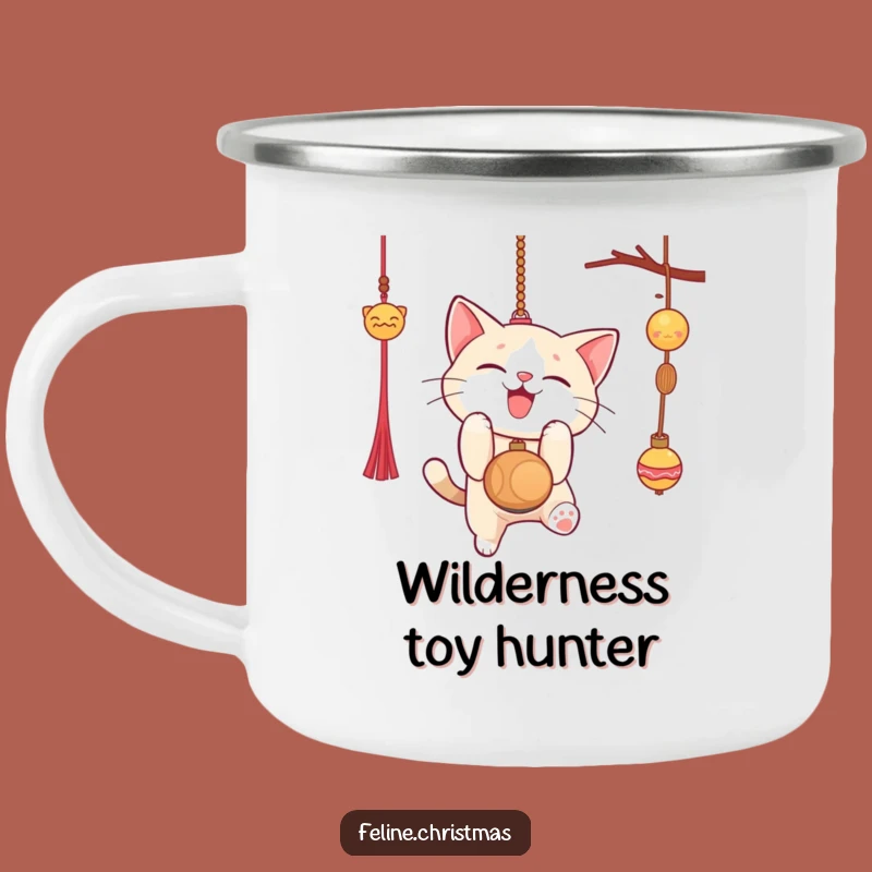 Funny Cat Ornament Camping Mug: Playful Pounce, Festive Campfire Companion, Funny Gift