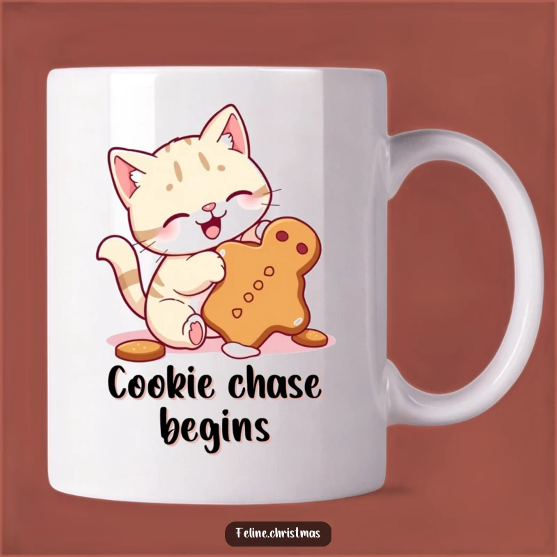 Funny Cat Gingerbread Cookie Batting Mug - Playful Kitty Holiday Treat Gift!