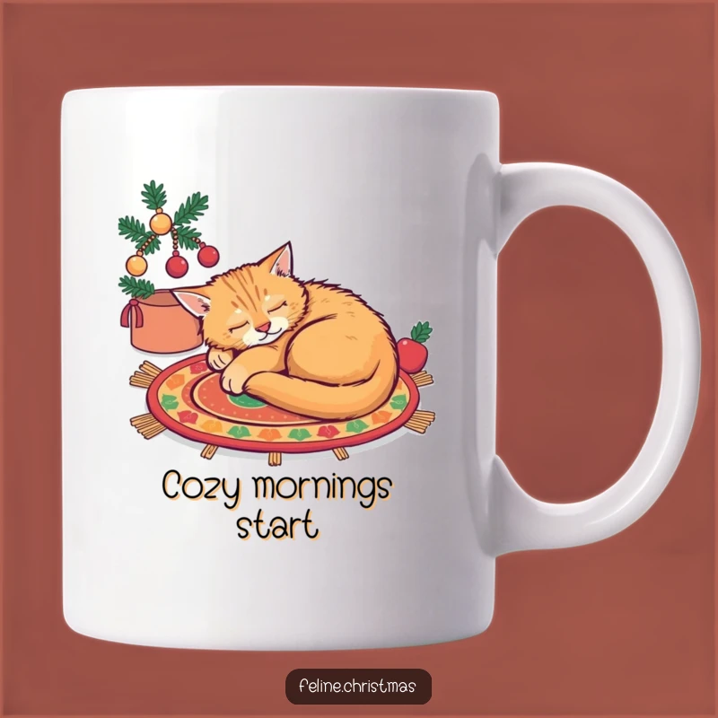 Funny Ginger Cat Sleeping Rug Mug - Cozy Pet Lover Gift Idea