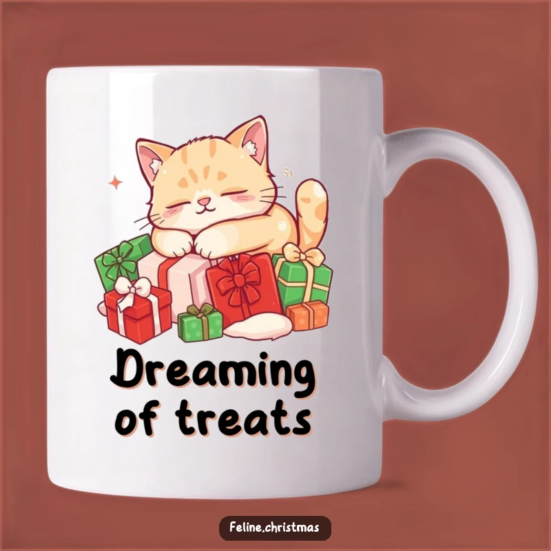 Funny Sleeping Cat Present Mug: Cozy Holiday Nap, Relaxed Kitty, Perfect Gift!
