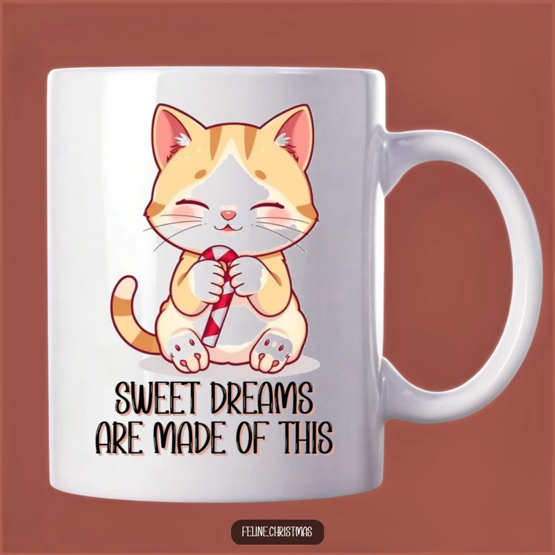 Funny Cat Candy Cane Mug: Adorable Kitty Pet Gift for Christmas Lovers