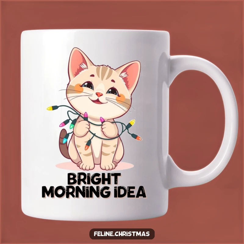 Funny Cat Lights Mug: Playful Kitty Chaos, Festive Tangle, Perfect Holiday Gift!