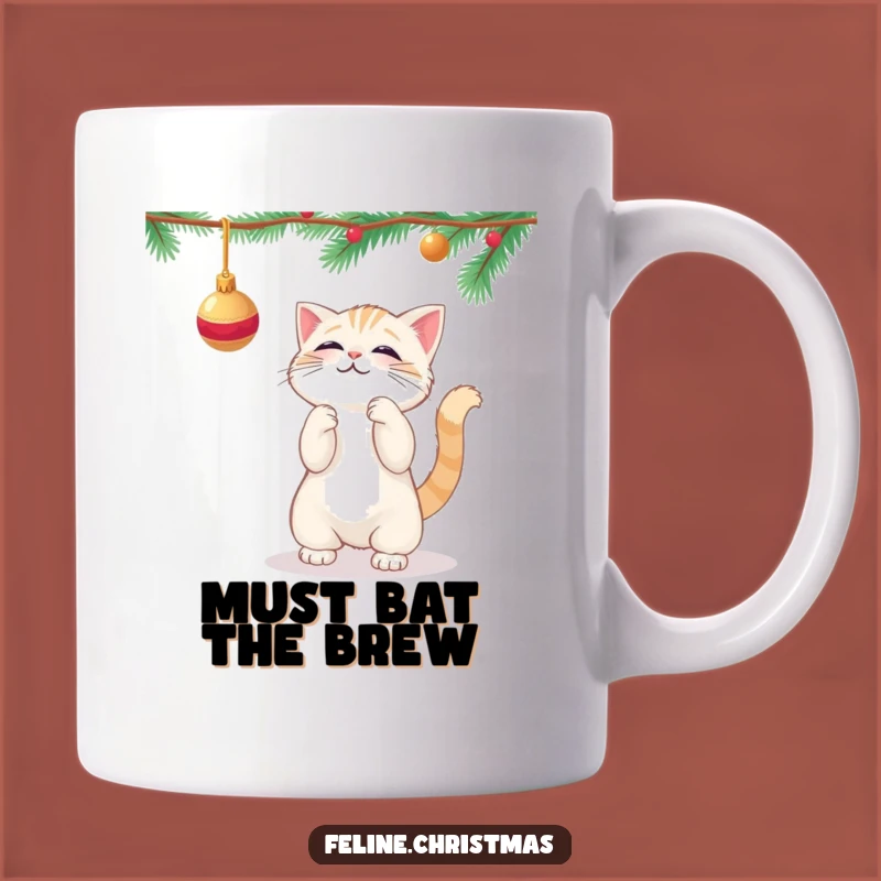 Funny Kawaii Cat Ornament Mug - Playful Holiday Kitty Gift