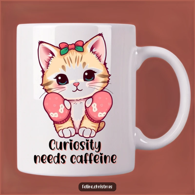 Funny Kawaii Kitten Mug: Curious Mittens, Adorable and Funny Gift Idea