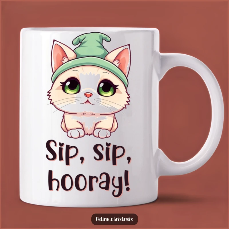 Funny Kawaii Ragdoll Elf Cat Mug: Adorable Innocent Eyes Make a Hilarious Festive Gift!