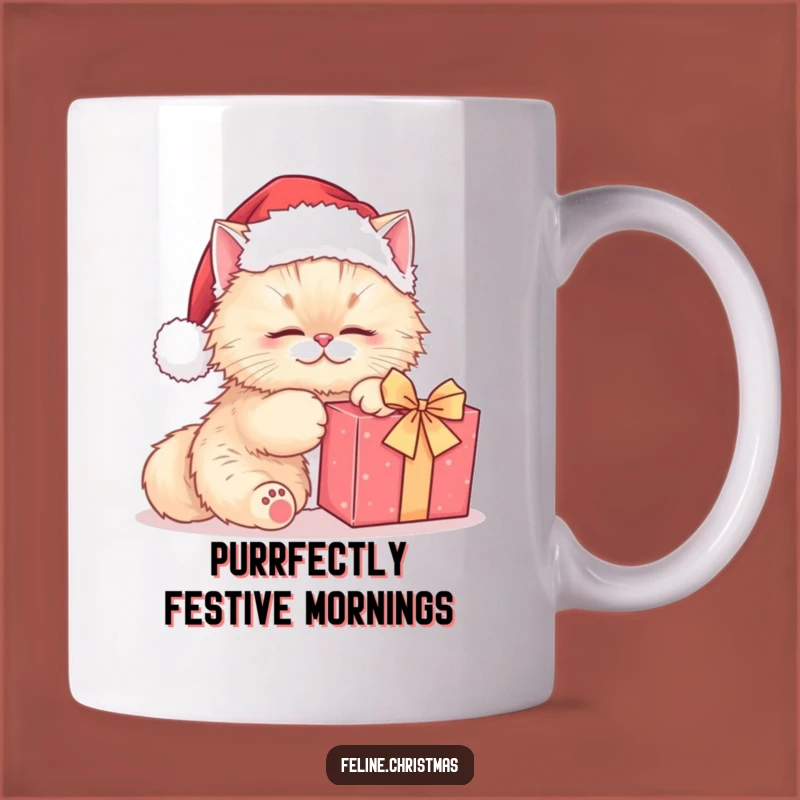 Funny Persian Cat Santa Mug: Cute Kitty Kneading Present, Perfect Holiday Gift