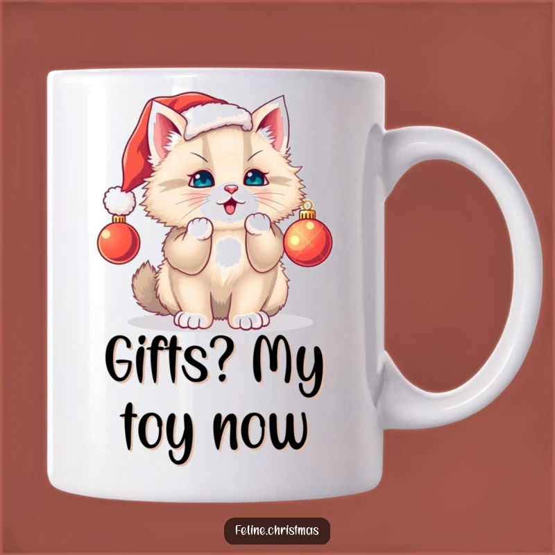 Funny Cat Santa Hat Mug: Playful Kitty, Festive Ornament, Perfect Holiday Gift!