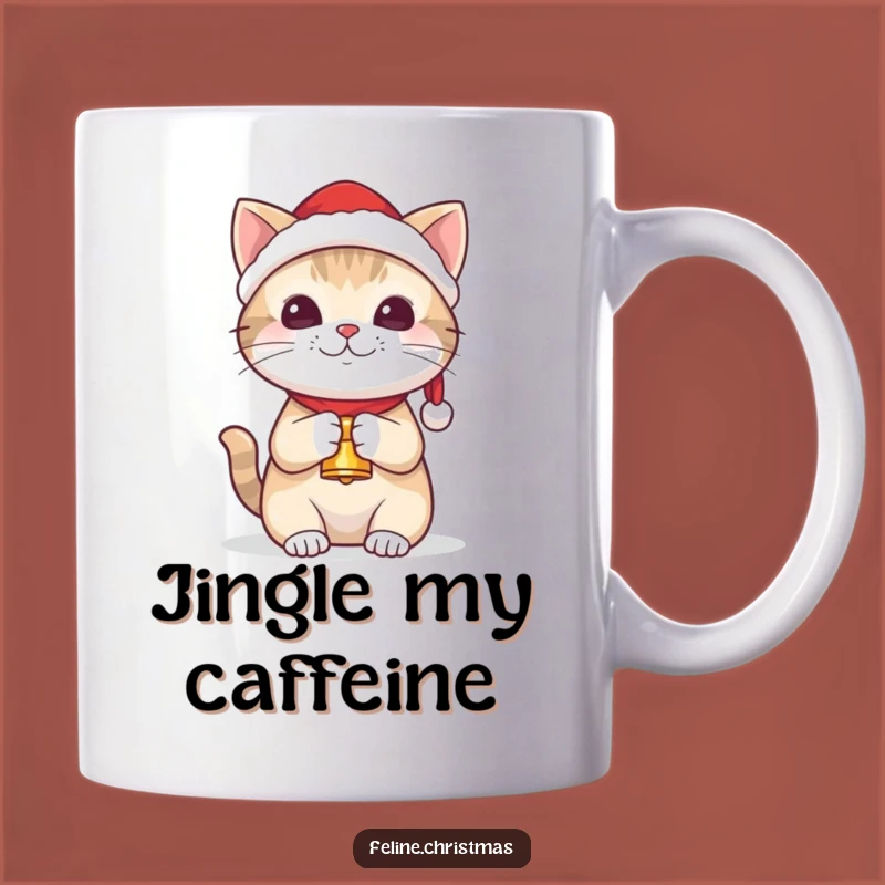 Funny Kawaii Santa Cat Bell Mug - Adorable Festive Feline Gift