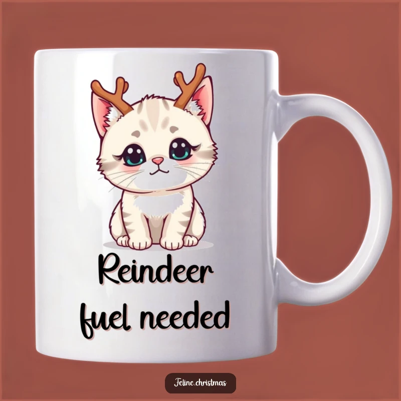 Funny Kawaii Reindeer Cat Mug - Curious Holiday Feline Gift
