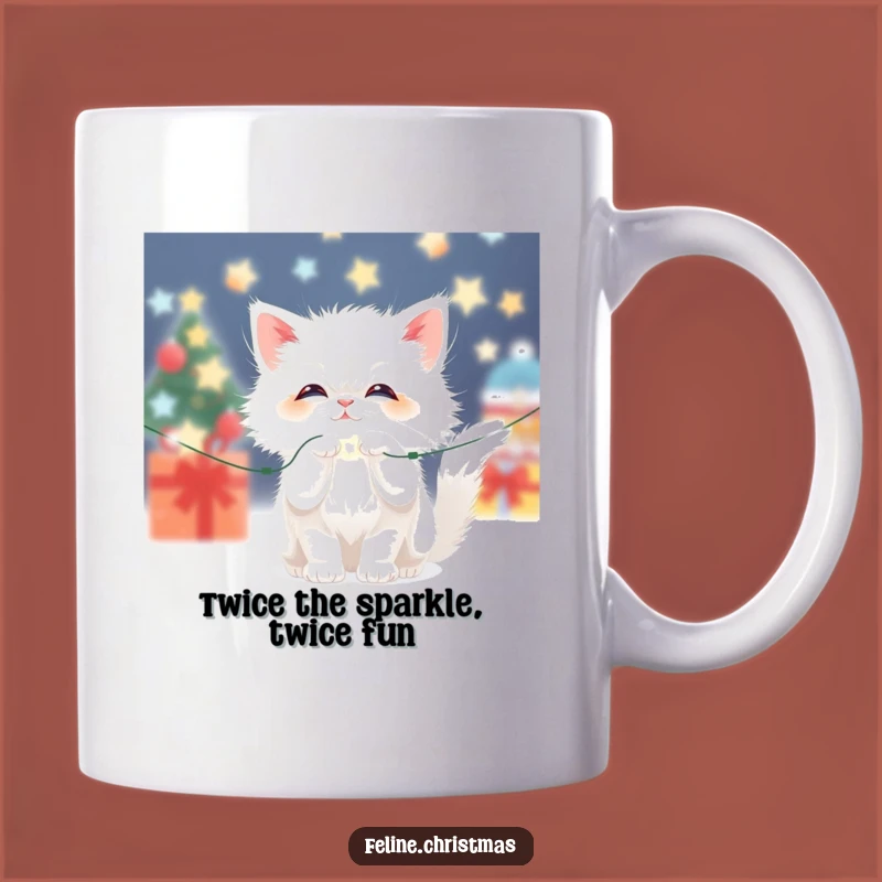 Funny Kawaii Fluffy Cat Light Mug: Playful Holiday Humor for a Purrfect Festive Gift!