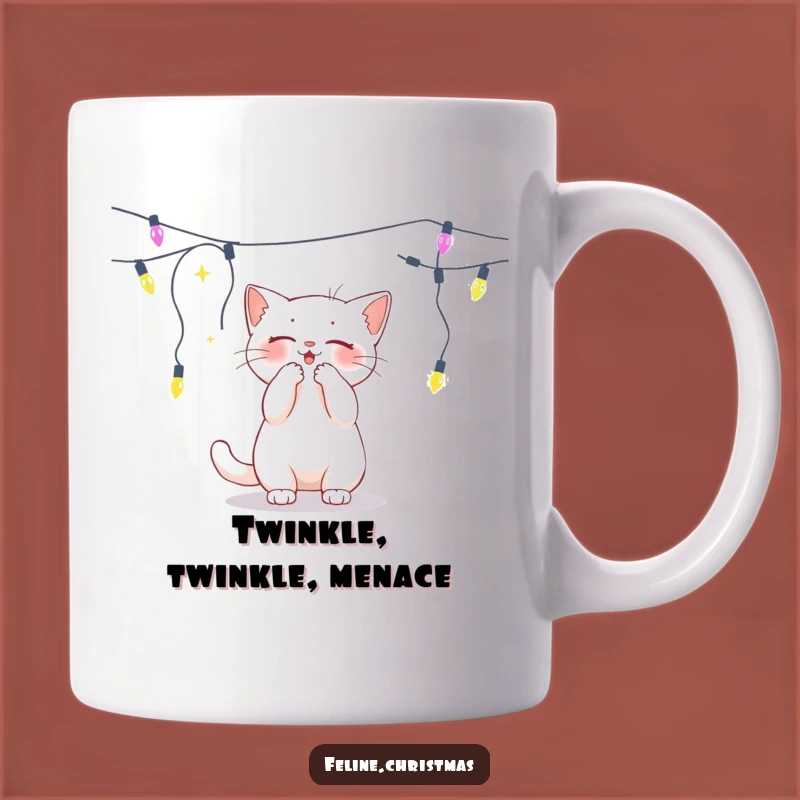 Funny White Cat Lights Mug - Playful Pet Owner Gift Idea