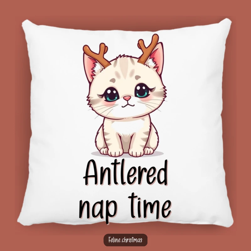 Soft Funny Kawaii Reindeer Cat Pillow - Cozy Curious Accent