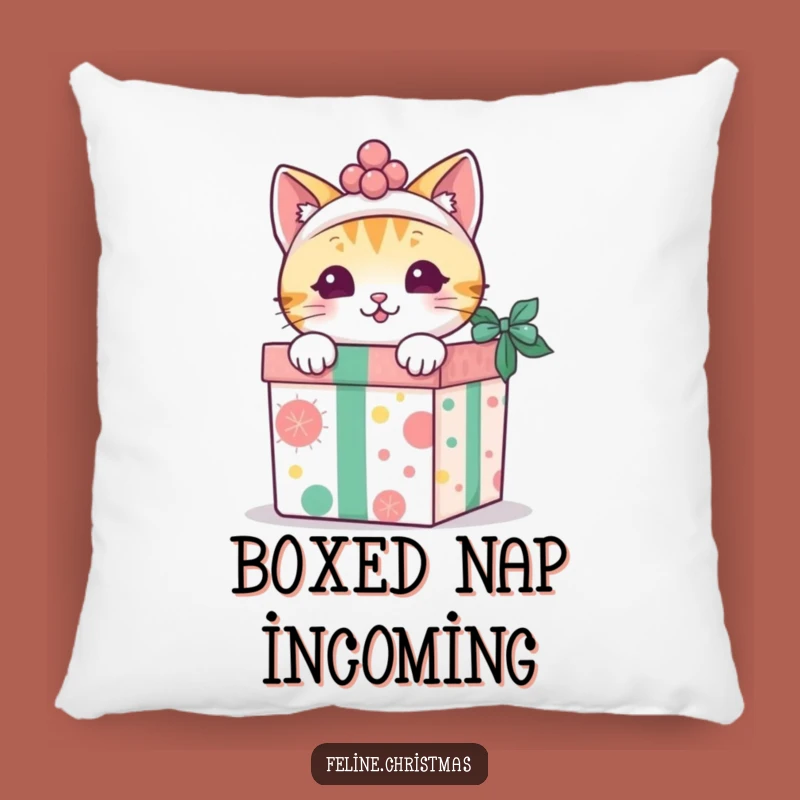 Soft Funny Kawaii Cat Gift Box Pillow - Cozy Holiday Accent