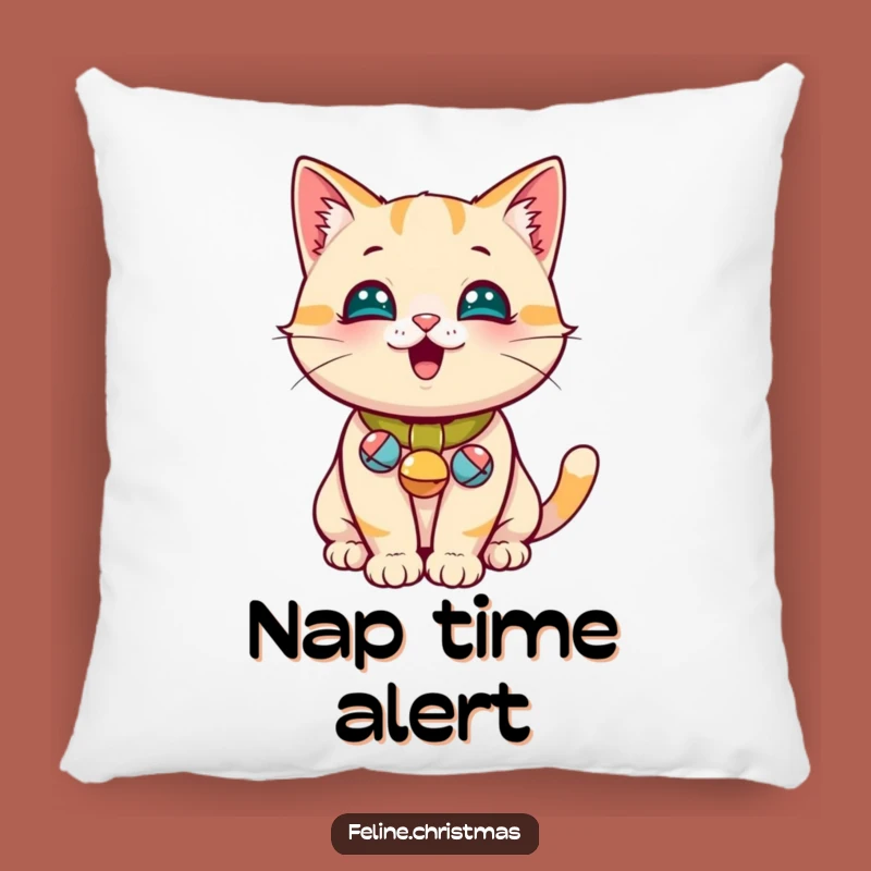 Cozy Funny Jingle Bell Cat Pillow a Comfy and Cute Accent