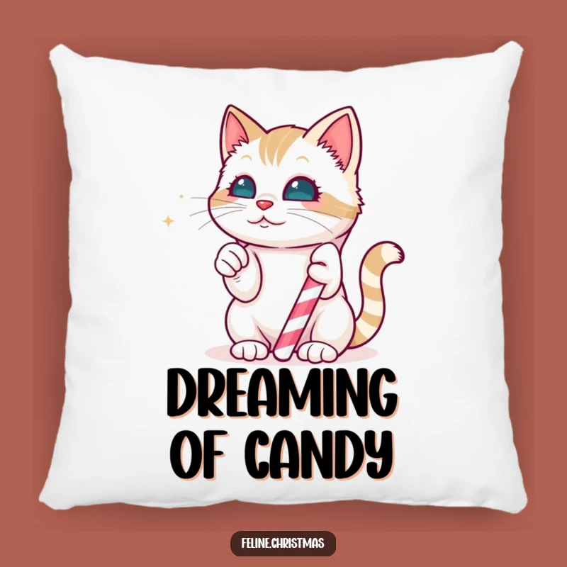 Funny Kawaii Cat Candy Cane Pillow: Cozy Sweetness, Unique Funny Gift!