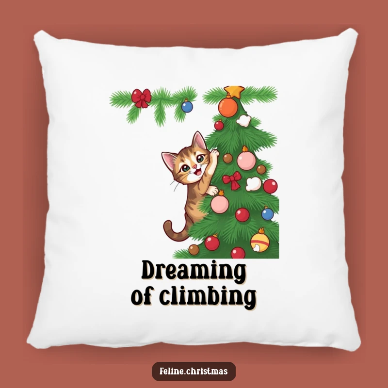 Funny Tabby Cat Pillow - Cozy Playful Tree Climber Decor Gift