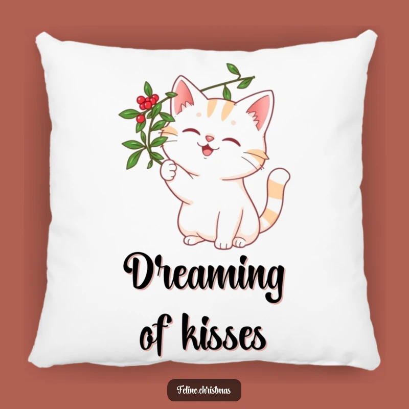 Funny Mistletoe Cat Throw Pillow - Cozy Comfort & Holiday Kisses