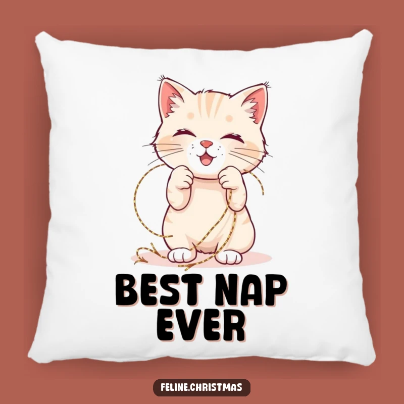 Funny Cat Tinsel Pillow: Playful kitty tangled, a comfy and hilarious holiday gift.