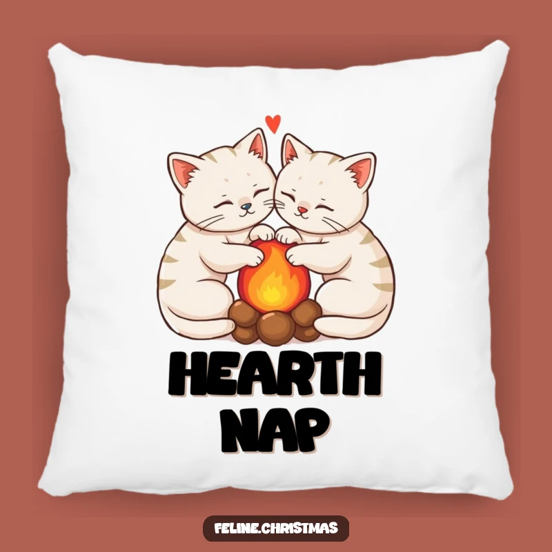 Funny Cozy Cats Hearth Pillow: Feline Duo Cushion, Gift Decor