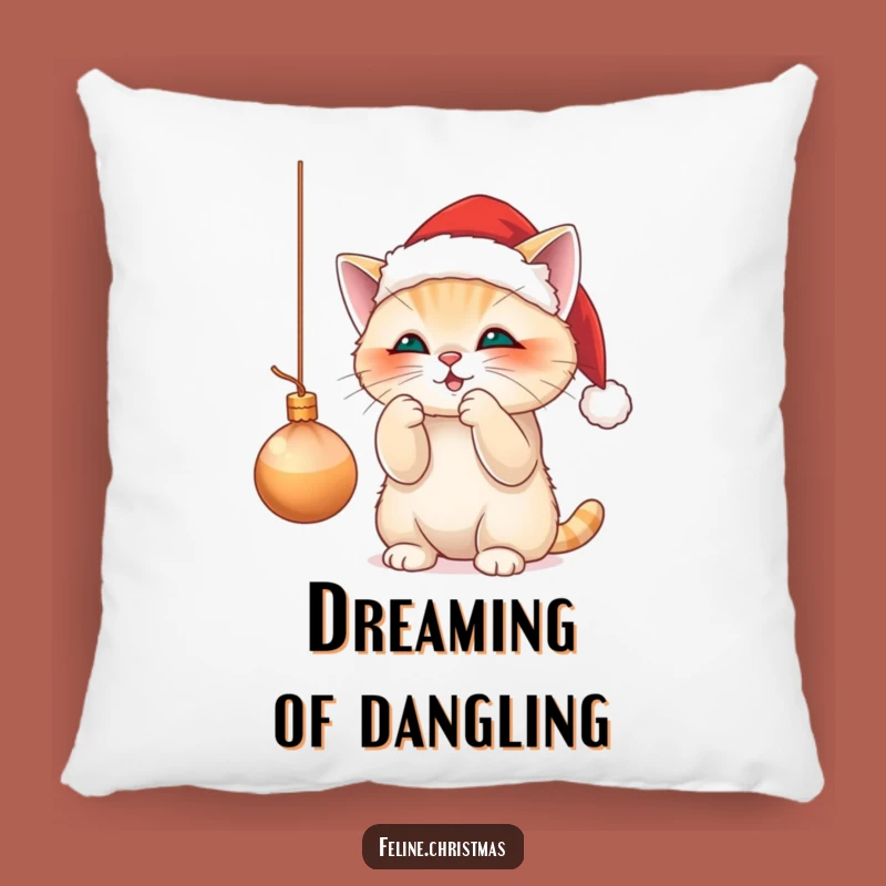Funny Santa Cat Ornament Batting Pillow - Cozy Christmas Kitty Cushion Gift!