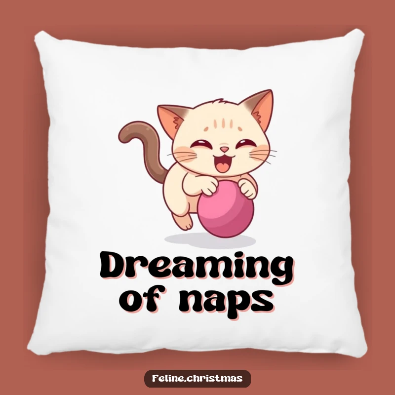 Funny Siamese Cat Bauble Chase Pillow - Comfy Cat Accent Pillow